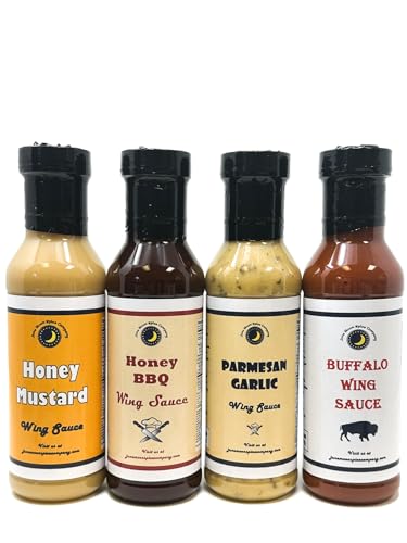 Chicken Wing Sauce | Variety 4 Pack | Gift Box Included | Parmesan Garlic | Honey BBQ | Honey Mustard | Buffalo