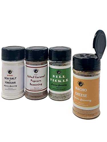 Popcorn Seasoning 4 Pack | Sea Salt & Vinegar | Dill Pickle | Nacho Cheese | Salted Caramel