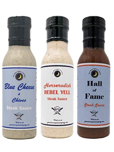 Steak Sauce Variety 3 Pack | Blue Cheese & Chives | Horseradish Rebel Yell | Hall of Fame