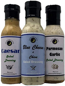 Salad Dressing 3 Pack | Caesar Dressing | Blue Cheese & Chives Dressing | Parmesan Garlic Dressing