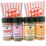 Popcorn Seasoning Variety 4 Pack | Cinnamon Sugar | Parmesan Rosemary | Nacho Cheese | BBQ | Six Popcorn Bags Included