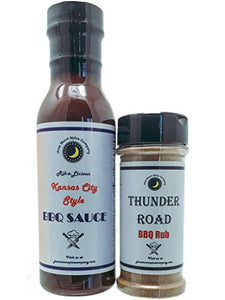 BBQ Sauce & Seasoning Combo Pack | Kansas City Style BBQ Sauce | Thunder Road Sweet-n-Smoky BBQ Rub