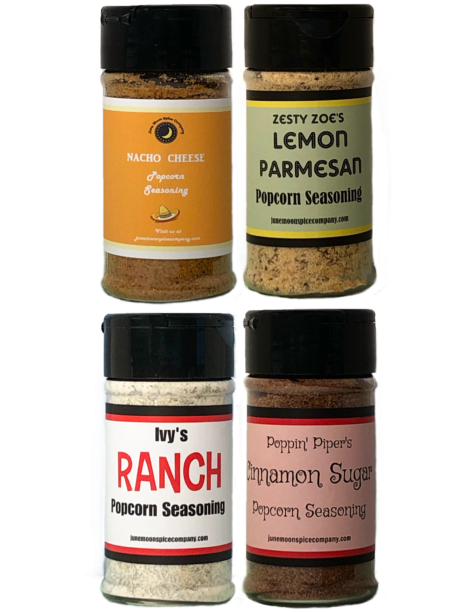 Popcorn Seasoning 4 Pack | Ranch | Cinnamon Sugar | Nacho Cheese | Lemon Parmesan