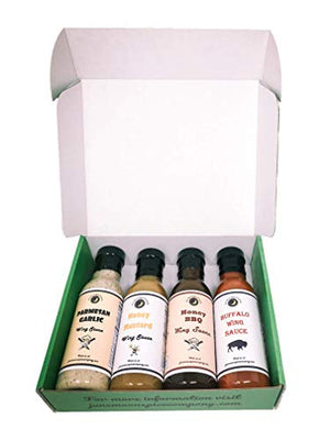 Chicken Wing Sauce | Variety 4 Pack | Gift Box Included | Parmesan Garlic | Honey BBQ | Honey Mustard | Buffalo